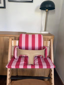 St. Tropez gestreiftes Kissen-Set, wasserdicht, kompatibel mit dem Stokke Tripp Trapp Hochstuhl – Pink