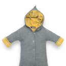 Grauer Baby Wollwalkanzug Baby aus 100% Schurwolle (kbT)  mit senfgelben Futter aus 100% Biobaumwolle von internaht