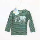 Langarm - Tumble´n Dry - 80 - grün - geringelt/bedruckt - Boy - gebrauchte Ware