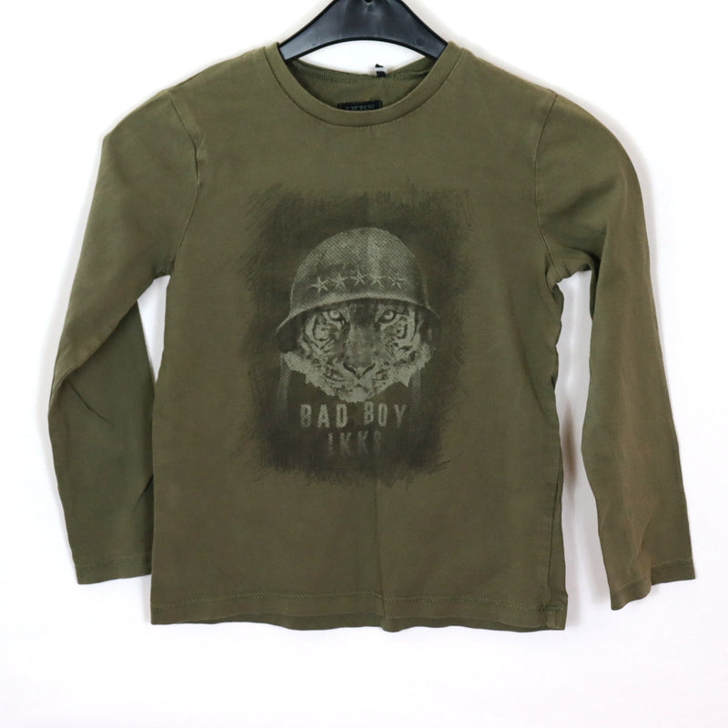 Long sleeve - IKKS - 116 - olive - Lion - Boy - very good condition