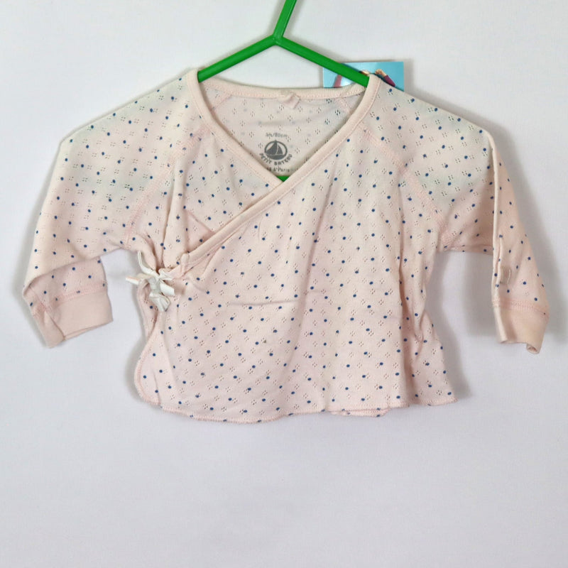 Langarm - Petit Bateau - 62 - rosa - gepunktet - Girl - sehr guter Zustand