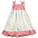 kronjuwel summer dress 116/122 beige red white cotton upcycling