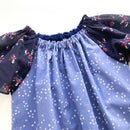 kronjuwel short-sleeved summer dress 92/98 blue floral cotton silk upcycling