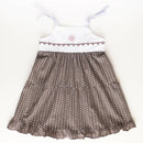 kronjuwel summer dress with embroidery 104/110 brown white cotton linen upcycling strap dress