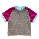 kronjuwel T-Shirt Cashmere Merino Wool Size 86 Brown Pink Turquoise Short Sleeve Upcycling