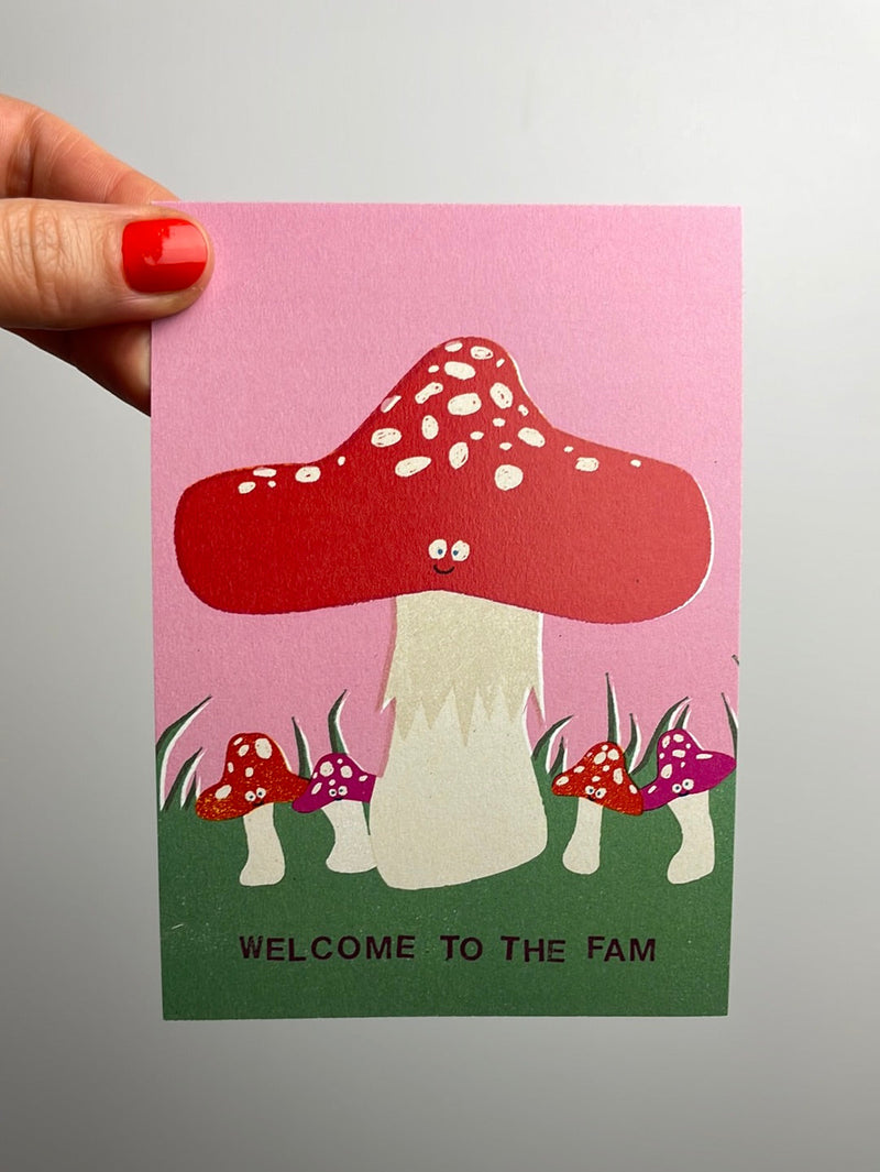 welcome to the family - fly agarics • postcard