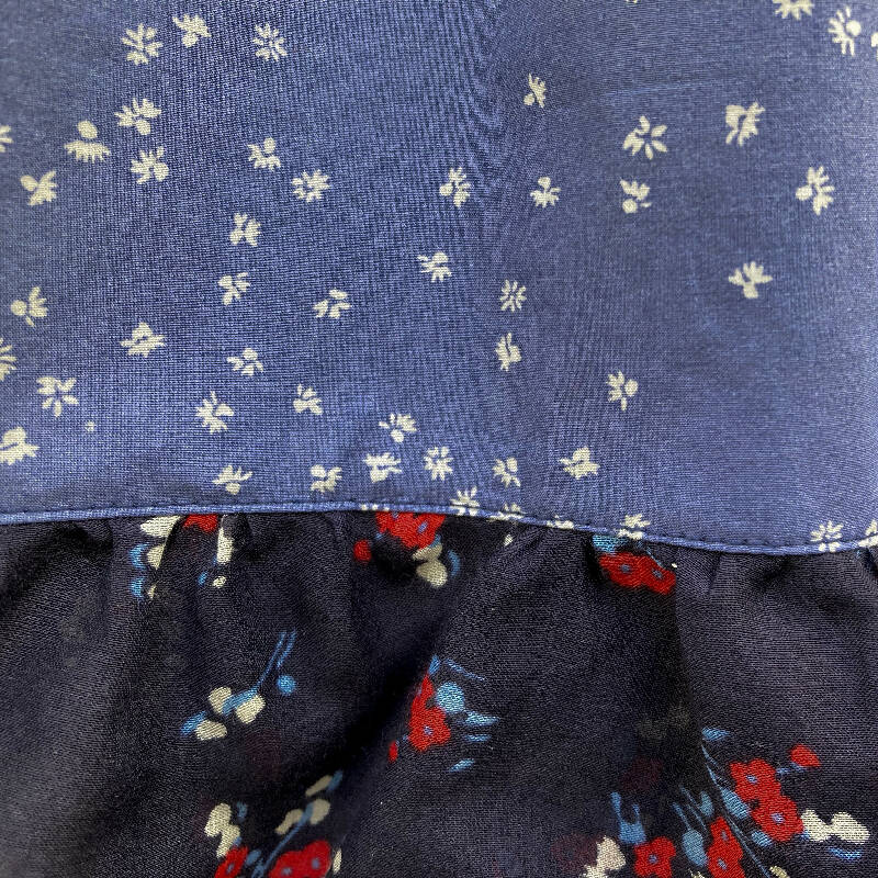 kronjuwel kurzärmliges Sommerkleid 92/98 blau geblümt Baumwolle Seide Upcycling