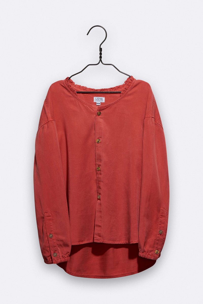 Ella blouse in rust-red Tencel for children