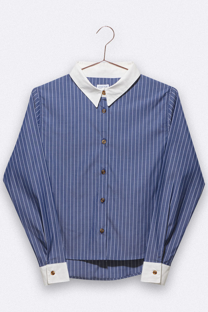 Eva blouse in dark blue / white striped for women