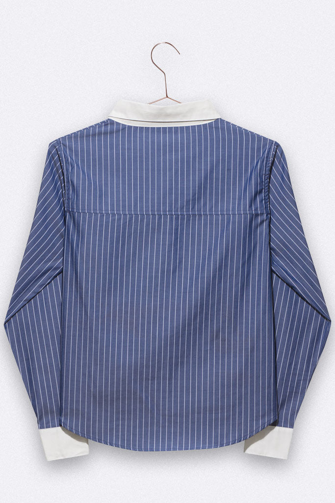 Eva blouse in dark blue / white striped for women