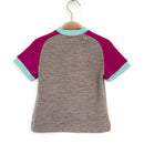 kronjuwel T-shirt, cashmere merino wool, size 92/98, brown pink turquoise, short sleeves, upcycling
