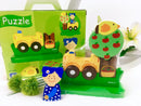 Goula wooden puzzle, 9 pieces, girl with car