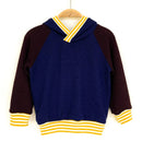 kronjuwel hoodie 100% merino wool 98 dark blue aubergine yellow upcycling