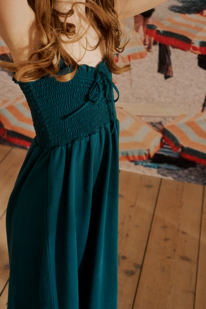 Juliet dress in petrol-colored jersey for children