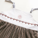 kronjuwel summer dress with embroidery 104/110 brown white cotton linen upcycling strap dress