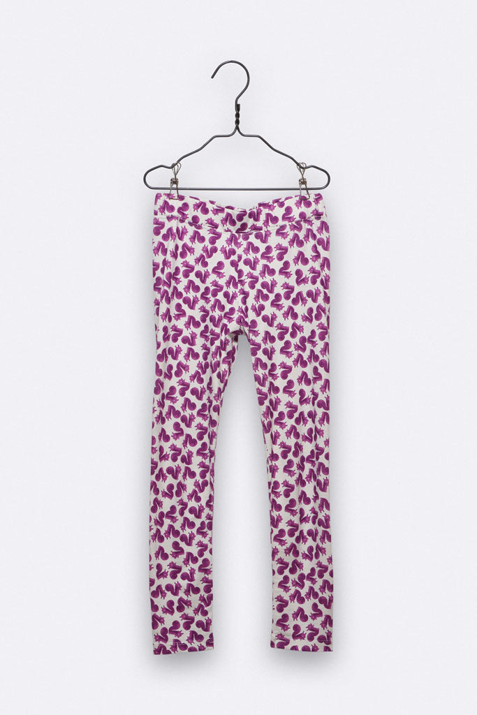 Leila Legging with Squirrel Print in Purple for Kids