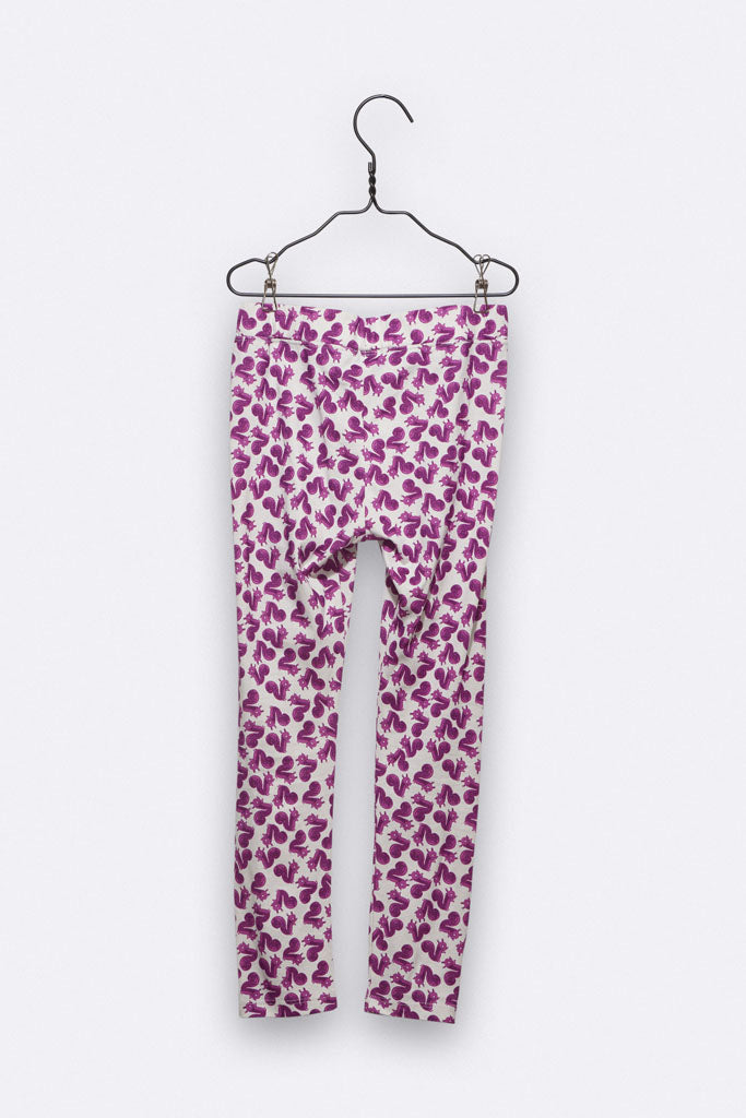 Leila Legging with Squirrel Print in Purple for Kids