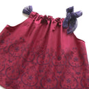 kronjuwel summer top, sleeveless blouse 98/104 wine red with upcycling embroidery