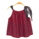 kronjuwel summer top, sleeveless blouse 98/104 wine red with upcycling embroidery