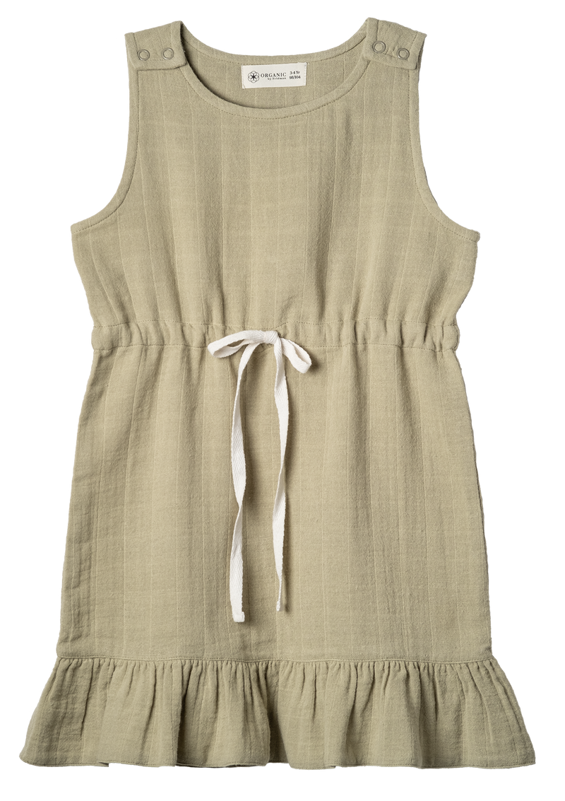 Muslin Jumper Dress Drawstring Sage-green