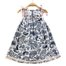 kronjuwel summer dress blue white floral 98/104 cotton upcycling