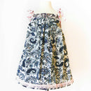 kronjuwel summer dress blue white floral 98/104 cotton upcycling