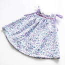 Kronjuwel blouse summer top 80/86 violet petrol floral cotton sleeveless upcycling