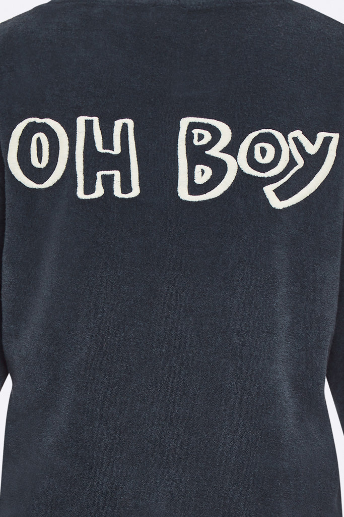 Tao Sweater in dark blue with OH BOY embroidery for women