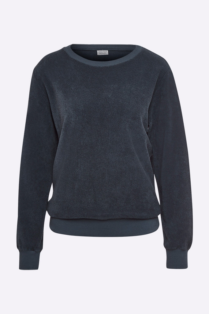 Tao Sweater in dark blue with OH BOY embroidery for women