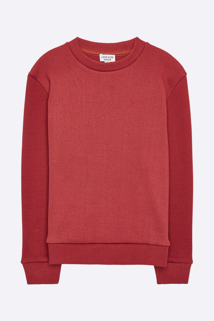 Tino Sweater in warmen Rotbraun für Kinder