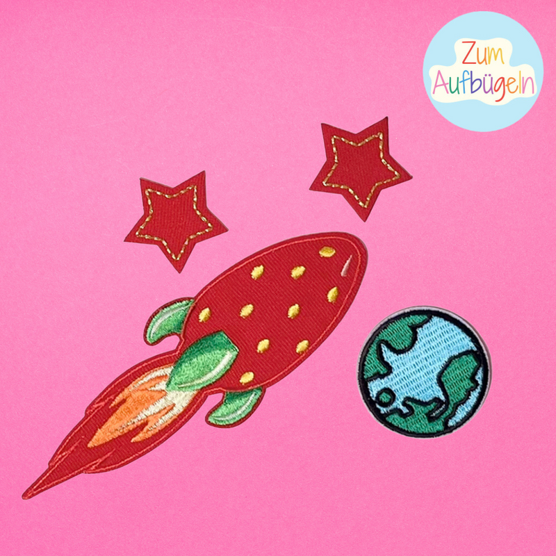 iron-on patch "Strawberry Rockets Forever"