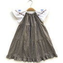 kronjuwel kurzärmliges Sommerkleid mit Stickerei 98/104 braun weiß Upcycling