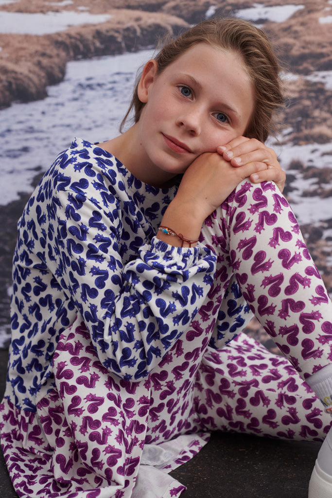 Uma dress with squirrel print for children