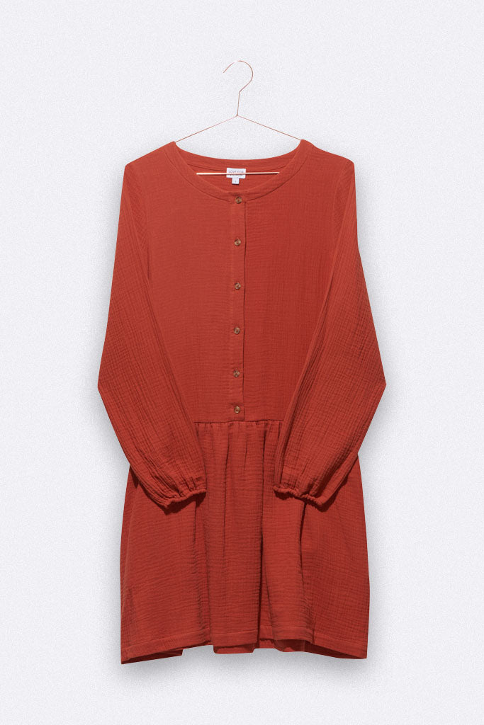 Uma dress in rust red for women