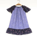 kronjuwel short-sleeved summer dress 92/98 blue floral cotton silk upcycling