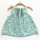 Kronjuwel sleeveless blouse 98/104 turquoise floral upcycling summer top