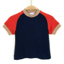 kronjuwel T-Shirt Cashmere/Merino Wool Size 86 Dark Blue Red Short Sleeve Upcycling