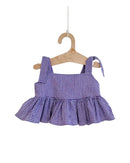 out of your blue Vichy top with flounce size. 122/128