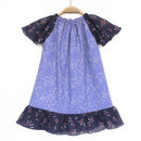 kronjuwel short-sleeved summer dress 92/98 blue floral cotton silk upcycling