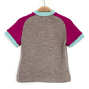 kronjuwel T-shirt, cashmere merino wool, size 92/98, brown pink turquoise, short sleeves, upcycling