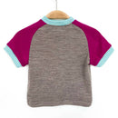 kronjuwel T-Shirt Cashmere Merino Wool Size 86 Brown Pink Turquoise Short Sleeve Upcycling