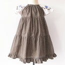 kronjuwel kurzärmliges Sommerkleid mit Stickerei 98/104 braun weiß Upcycling