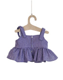 out of your blue Vichy top with flounce size. 122/128