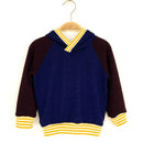 kronjuwel hoodie 100% merino wool 98 dark blue aubergine yellow upcycling