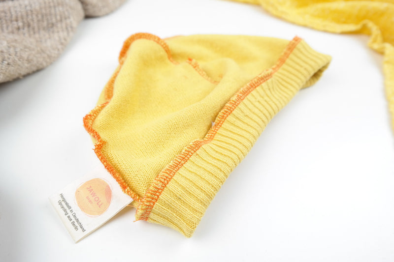 Jawoll Baby Beanie Mütze für Babys und Kleinkinder aus Kaschmir und Seide Upcycling in Gelb