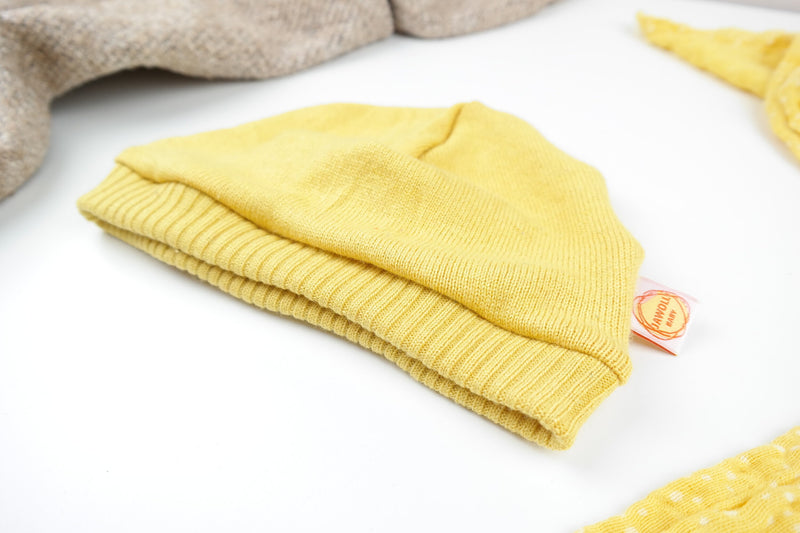 Jawoll Baby Beanie Mütze für Babys und Kleinkinder aus Kaschmir und Seide Upcycling in Gelb