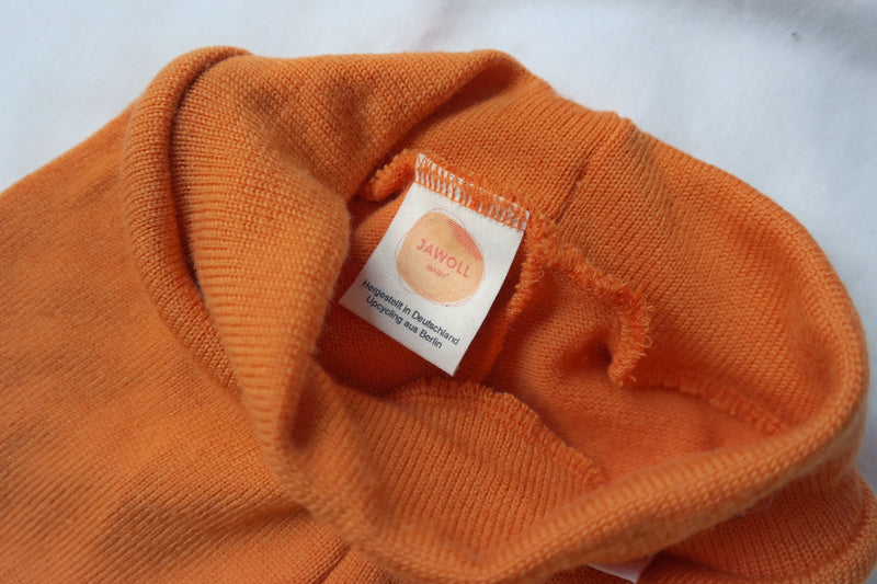 Jawoll Baby Mitwachs-Hose für Babys 62/68 aus Upcycling Wolle in Orange