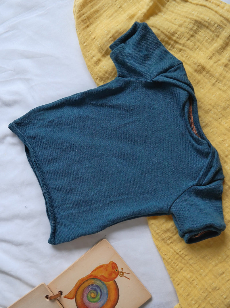 Jawoll Baby T-Shirt 74/80 aus 100 % Upcycling Merinowolle in Petrol