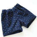 kronjuwel Kurze Hose 80/86 dunkelblau beige gepunktet Upcycling Babyshorts