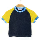 kronjuwel T-Shirt Cashmere/Merino Wool Size 86 Dark Grey/Yellow Short Sleeve Upcycling